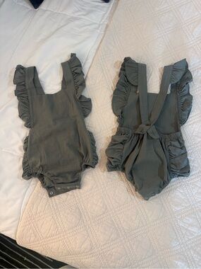 Kids Ruffle One-Piece Romper in Sage Green